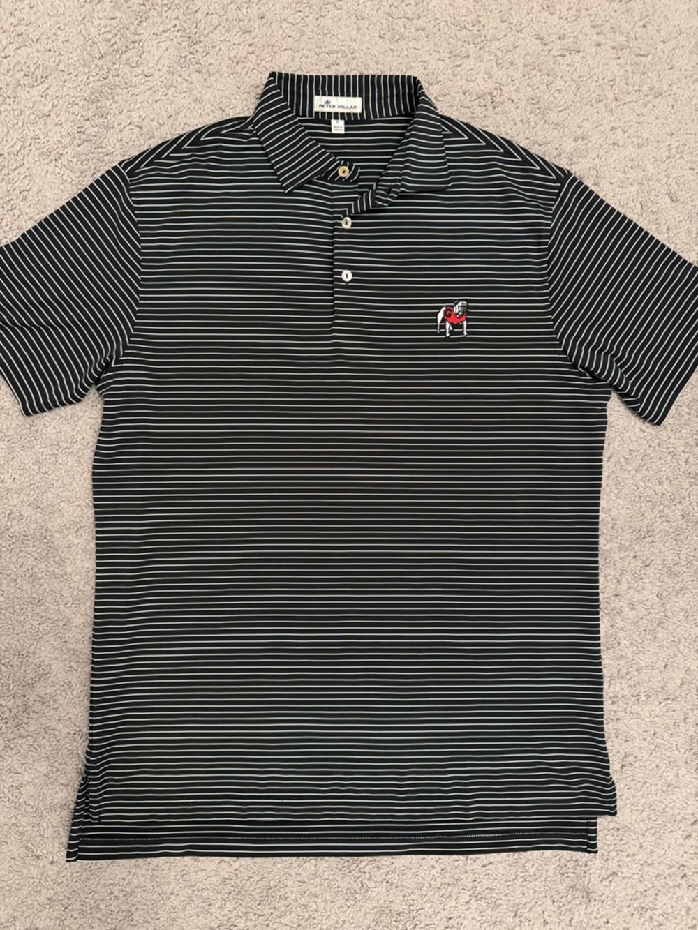 Peter Millar Georgia Bulldogs Polo Performance Material Size Medium Black White - Picture 2 of 4